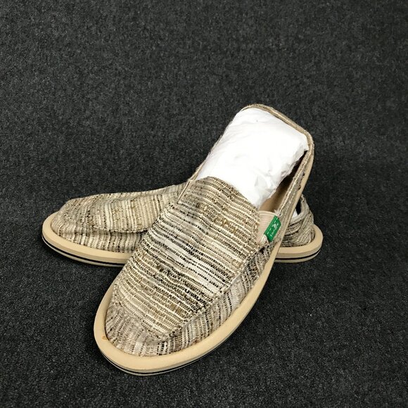 Sanuk Donna Sidewalk Surfer Women’s 7 Beige Woven Canvas Slip-On Loafers NWOB - Picture 1 of 7